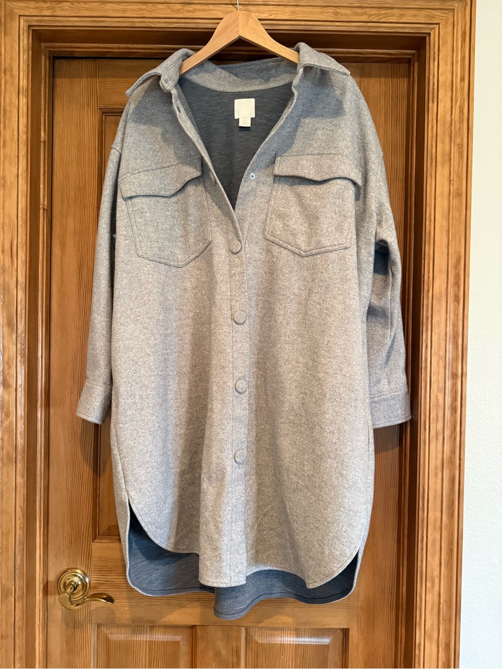 H&M Light Gray Girls' Button-Down Shacket